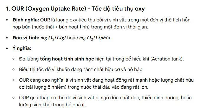 OUR (Oxygen Uptake Rate) - Tốc độ tiêu thụ oxy